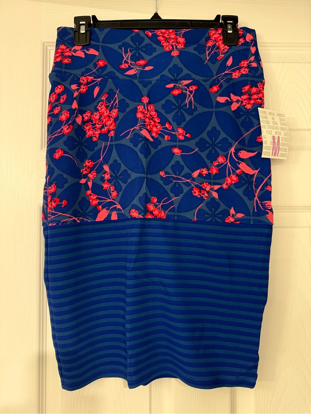 Lularoe Cassie Skirt - Blue & Pink Floral Skirt